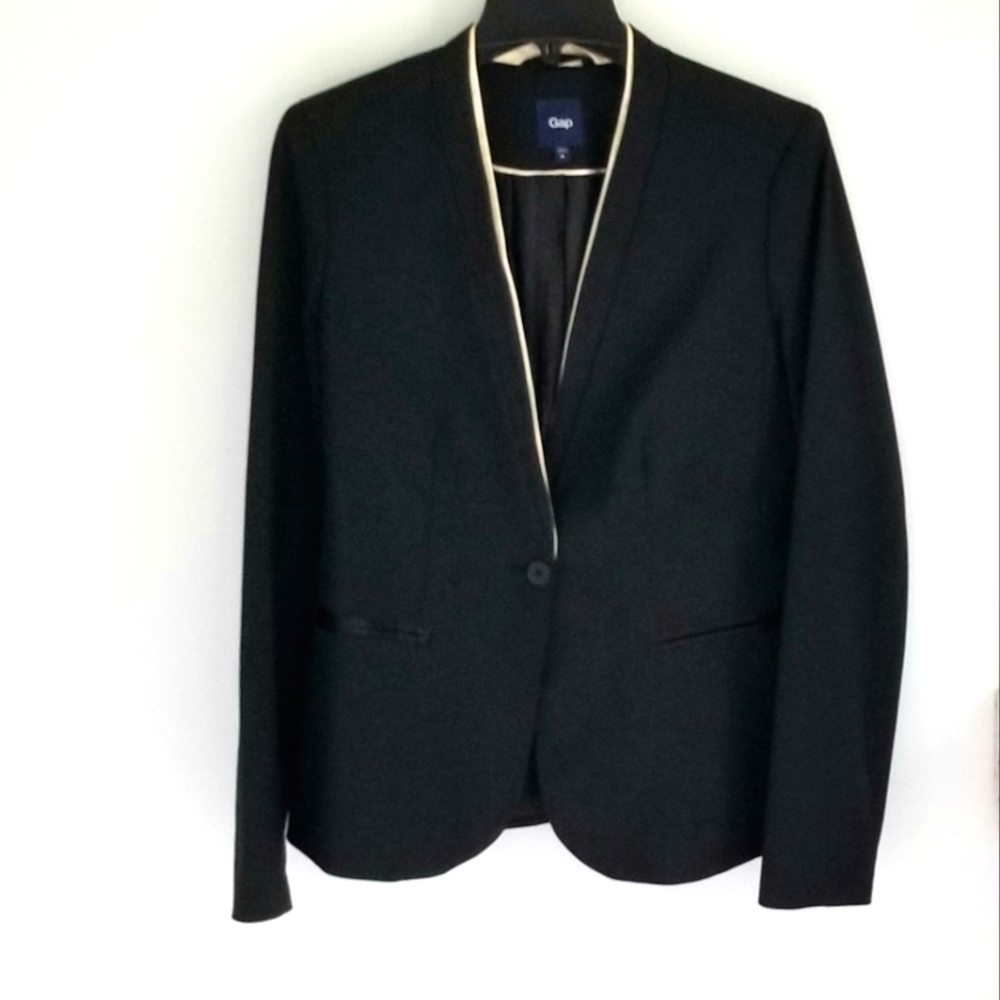 GAP Black Blazer white trim
